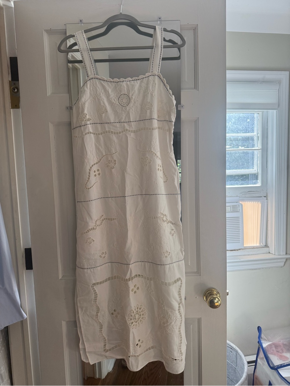 Zara Cream Eyelet Midi Dress